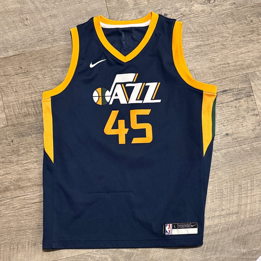 Nike Navy and Yellow Jazz Jersey